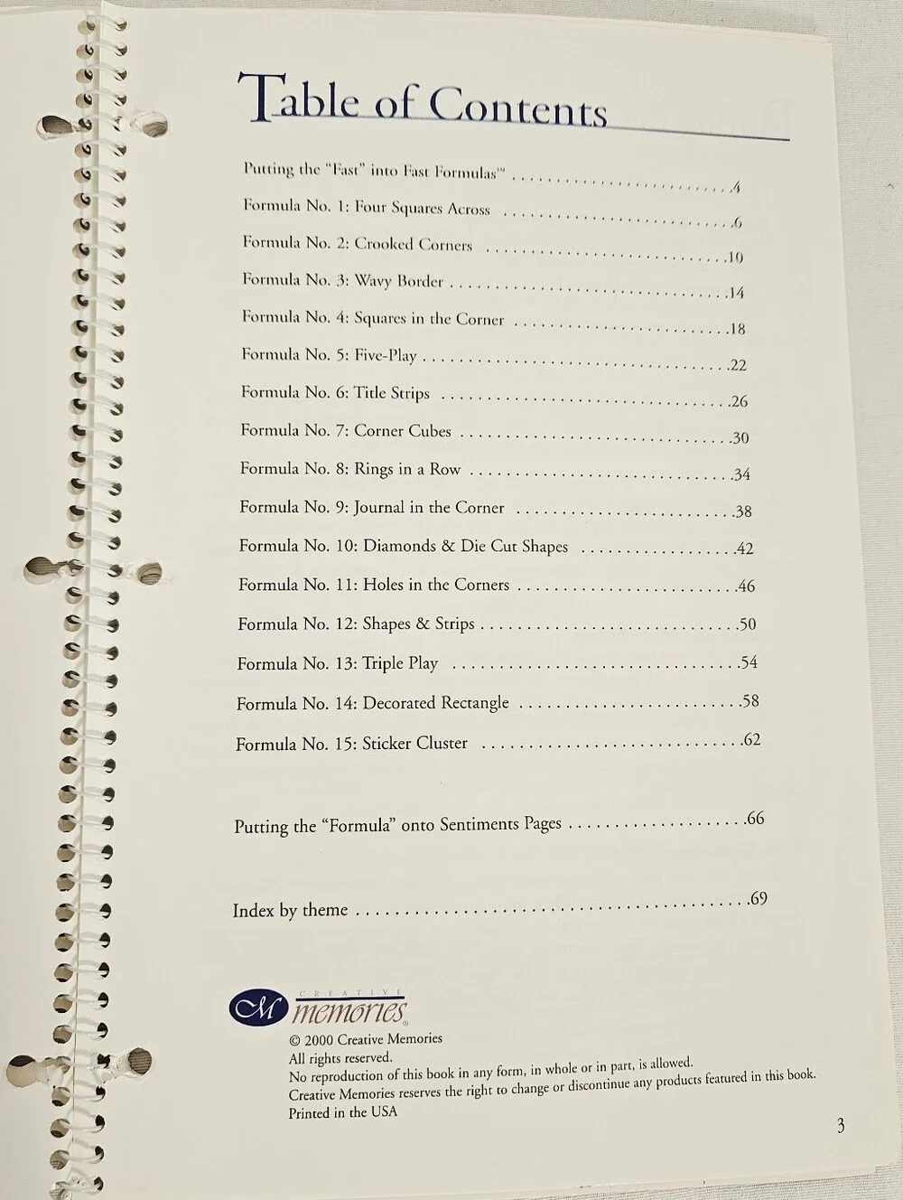 Creative Memories Fast Formulas Page Layout Book 2000 Scrapbooking Guide